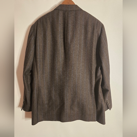 SAMUELSOHN MEN'S SUIT PINSTRIPES BROWN/BLUE 100% WOOL SIZE 46R - Picture 2 of 13